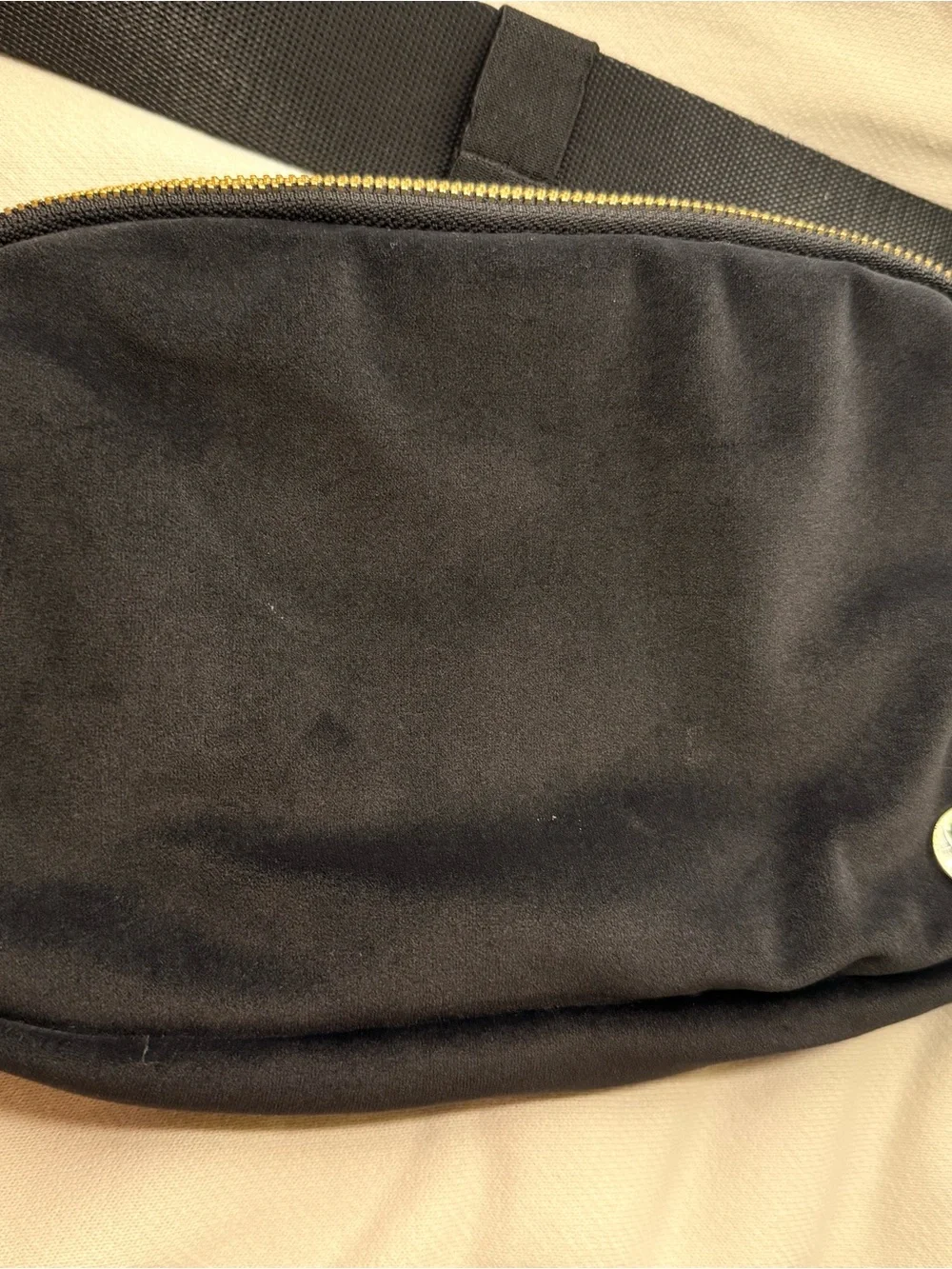 Lululemon Everywhere Belt Bag 1L (Velour Fabric) in Black with Gold Hardware